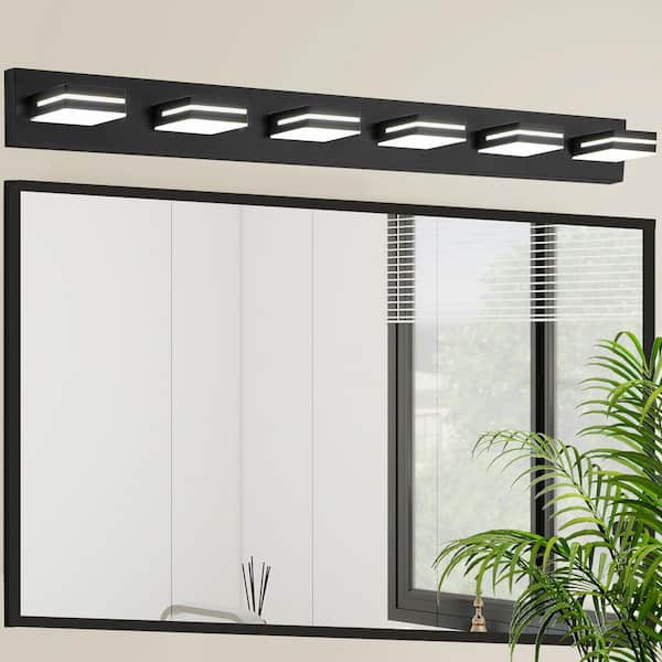 47.2 in. 6-Lights Black Modern LED Vanity Light Wall Sconce for Bathroom and Mirror, Sleek Minimalist, Energy-Efficient