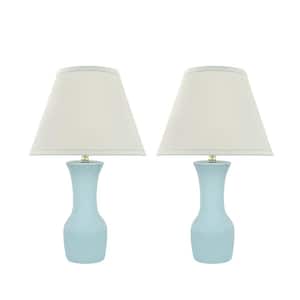 21 in. H Ceramic Light Blue Glaze Table Lamp (2-Pack)