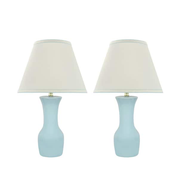 21 in. H Ceramic Light Blue Glaze Table Lamp (2-Pack)