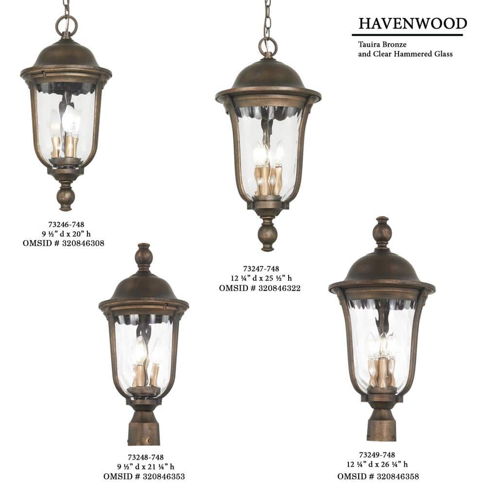 Havenwood Tauira Bronze & Alder Silver 3-Light Outdoor Hanging Lantern