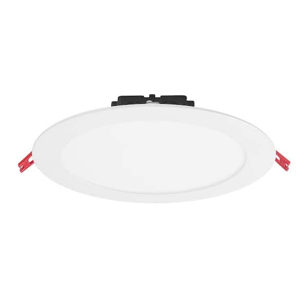 Ultra Slim Integrated LED 8 in Round Adj Color Temp Canless Recessed Light for Kitchen Bath Living rooms, White