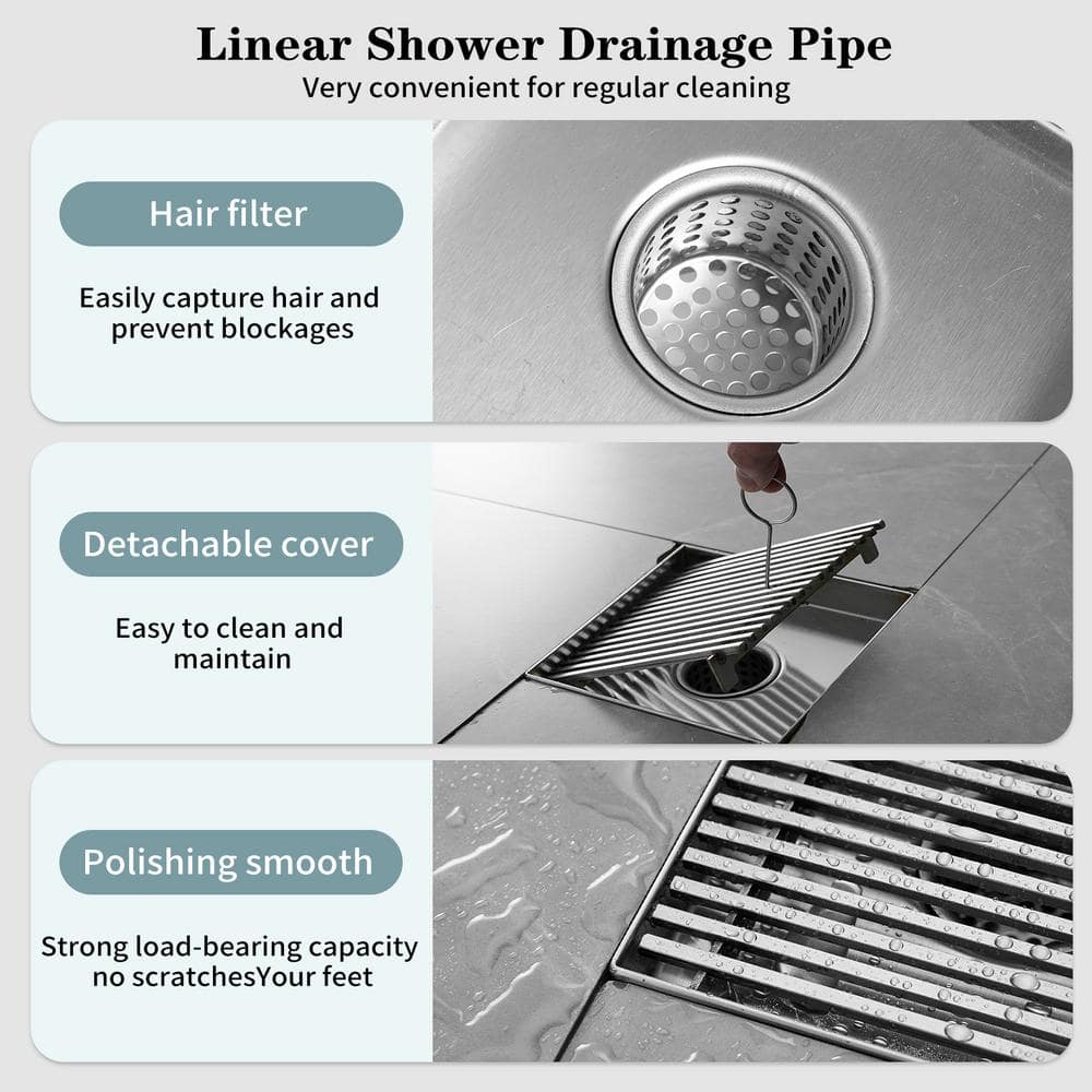 6-Inch Brushed Nickel Square Stainless Steel Shower Drain