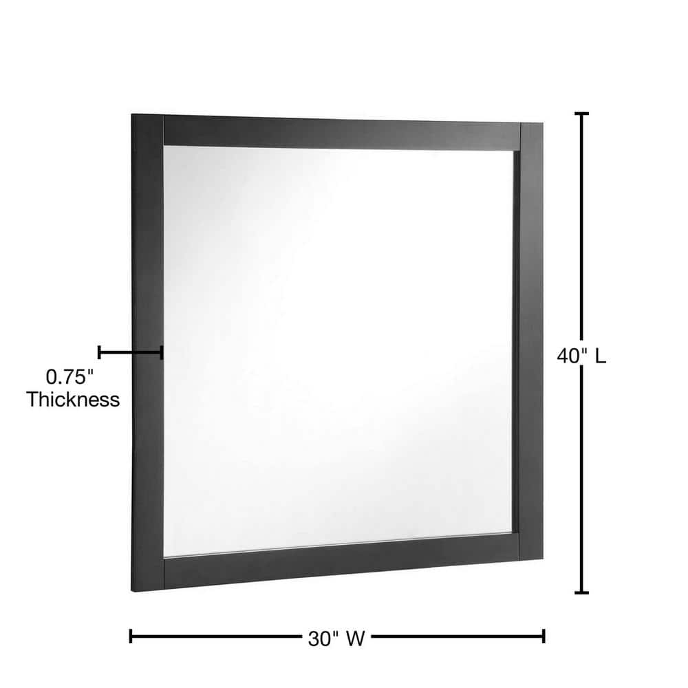 Espresso Pine Wood Framed Rectangular 40"x30" Wall Mirror