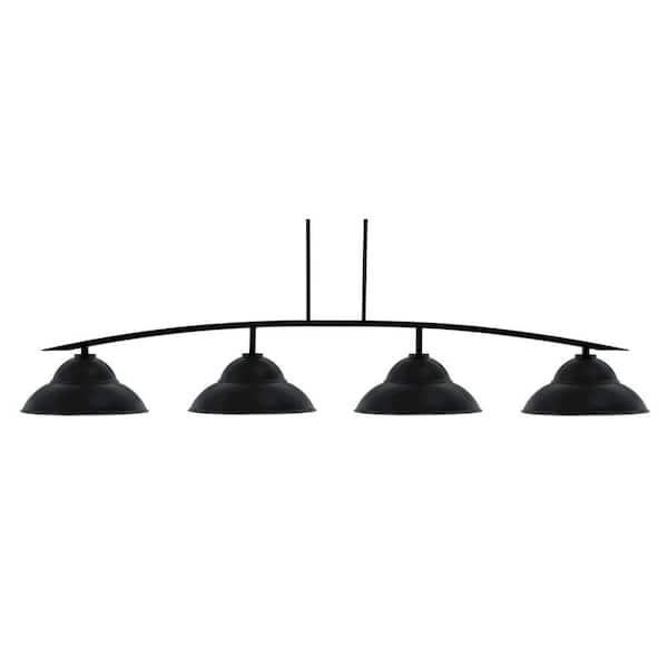 Siena 4-Light Matte Black Billiard Light with 16 in. Matte Black Metal Shades no bulbs included