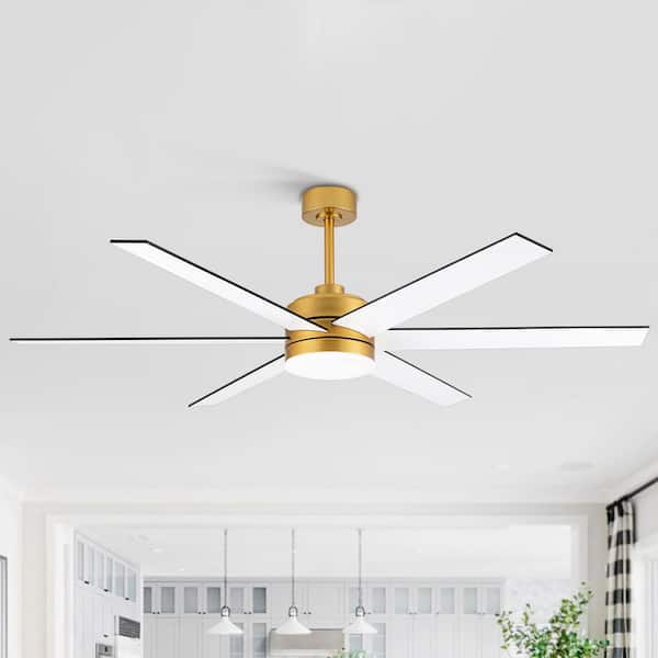 Primo 65''Black and White Ceiling Fan with 6 Dual-Finish Blades, DC Motor, 3-Color Light, 6-Speed Remote, Timer Function
