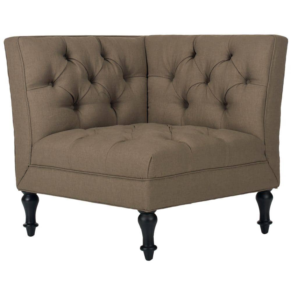 Olive Tufted Linen Polyester Accent Chair with Spindle Legs