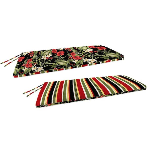 Jordan Manufacturing 48 in. W x 18 in. D x 3.5 in. T Rectangular Reversible Outdoor Bench Cushion in Capulet Rojo and Killian Rojo