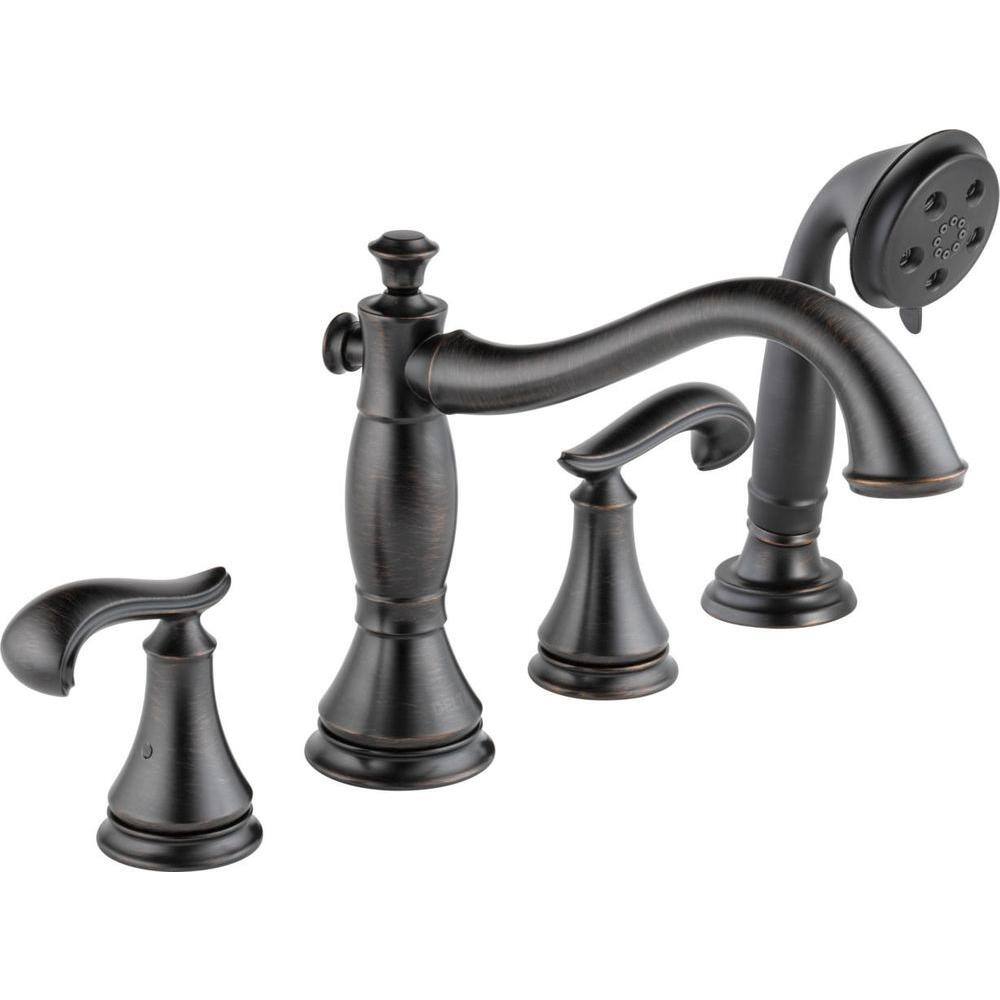Classic Venetian Bronze Deck Mounted Roman Tub Faucet with Handshower