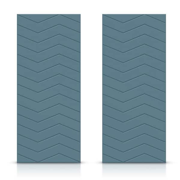 CALHOME 72 in. x 80 in. Hollow Core Dignity Blue Painted Composite MDF Interior Double Closet Sliding Doors