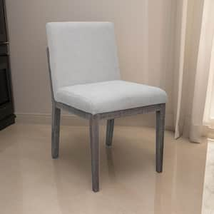 Gray and Brown Polyester Side Chair with Square Padded Seat and Backrest (Set of 2)