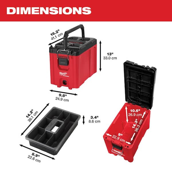 Milwaukee - PACKOUT 10 in. Compact Portable Tool Box with Adjustable Dividers and Interior Storage Tray