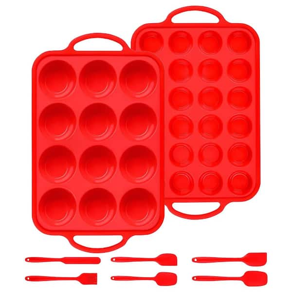 6 Cup Jumbo Silicone Muffin Pan with Stainless Steel Reinforced Frame Nonstick Deep Cupcake Tray 1 Pc