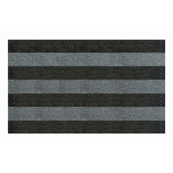 Clean Machine Patio Stripe Charcoal 35.5 in. x 59.5 in. Door Mat