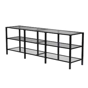 Tyler 70 in. Black TV Stand Fits TV's up to 68 in. with Glass Shelves