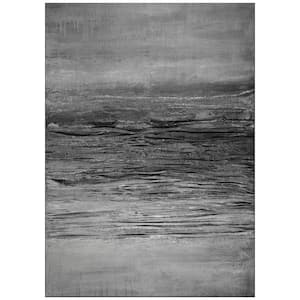 North Shore Inspired Contemporary Machine Washable Grey 3'11" x 5'7" Rectangle  Abstract Polyester Area Rug