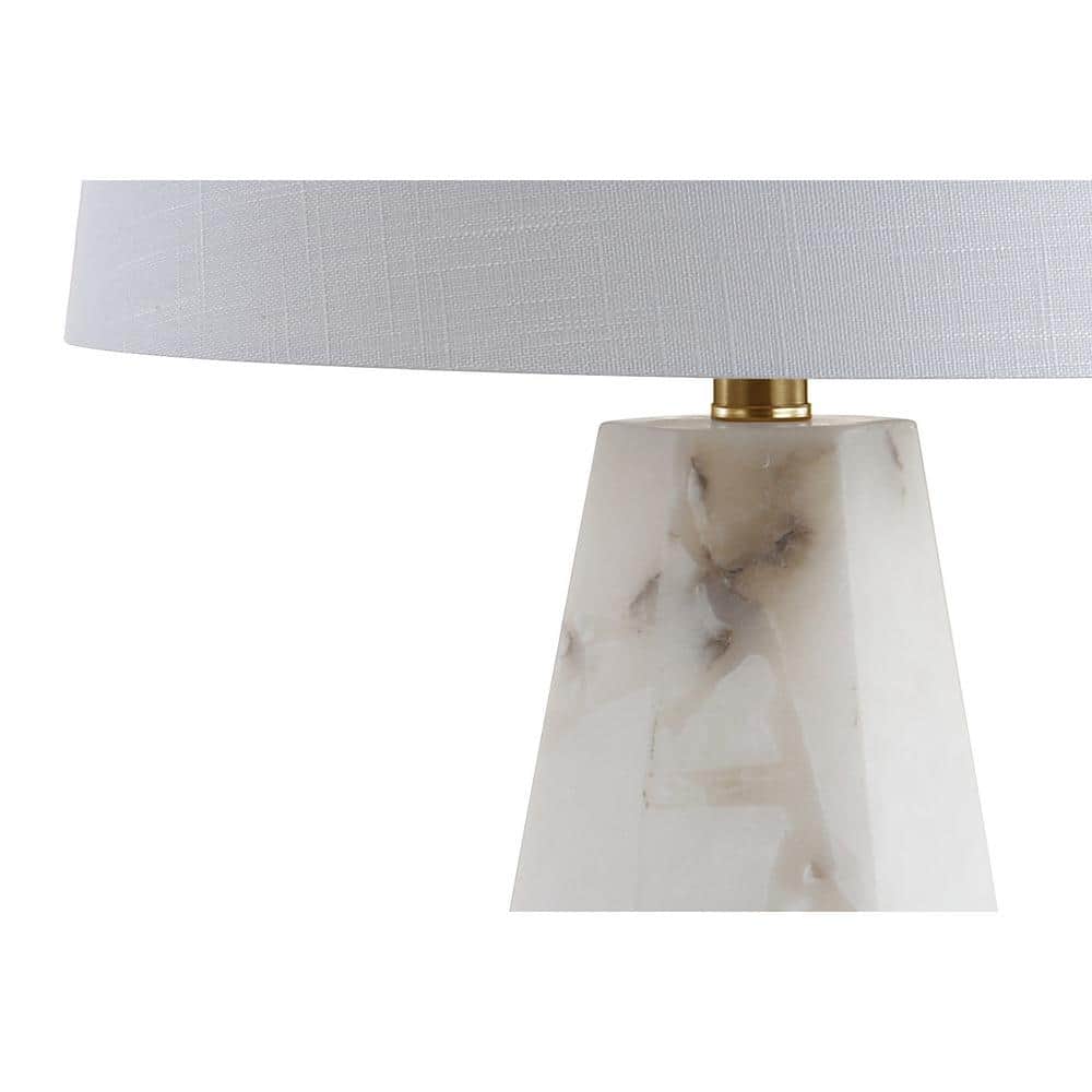 Xio 25.5" White Alabaster LED Table Lamp with Brass Accents