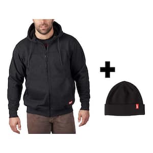 Men's 2X-Large Black No Days Off Hooded Sweatshirt with Black Cuffed Knit Hat