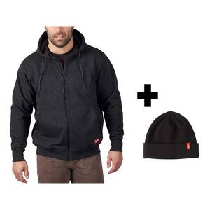 Men's Small Black No Days Off Hooded Sweatshirt with Black Cuffed Knit Hat