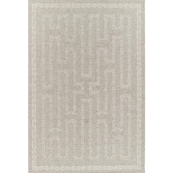 Hampton Grey 3 ft. x 5 ft. Geometric Easy Care Rectangle Area Rug