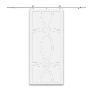 30 in. x 80 in. White Stained Composite MDF Paneled Interior Sliding Barn Door with Hardware Kit