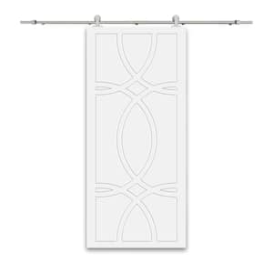 36 in. x 80 in. White Stained Composite MDF Paneled Interior Sliding Barn Door with Hardware Kit