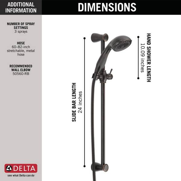 Delta 3-Spray Slide Bar Hand Shower in Venetian Bronze 57014