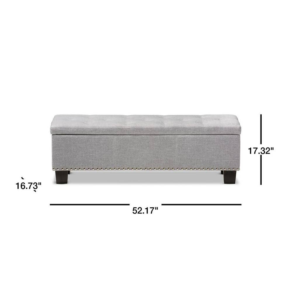 Hannah 53'' Grayish Beige Button-Tufted Storage Ottoman Bench