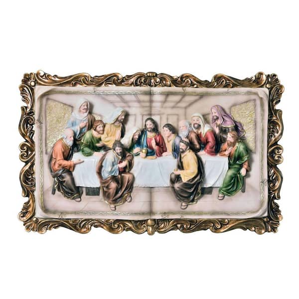 HomeRoots Specialty 29 in. Rustic Gold Polyresin Last Supper Decorative ...