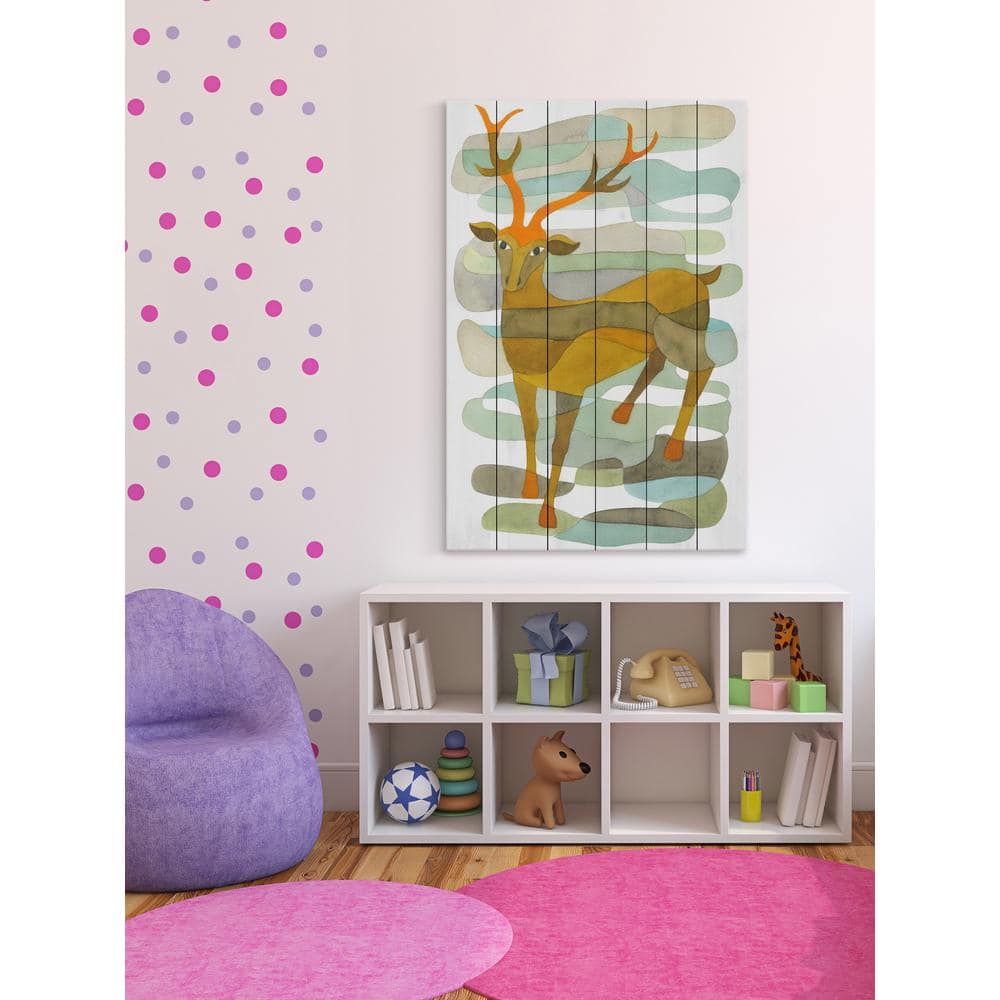 36 in. H x 24 in. W Stag by Yolanta Gawlik Printed White Wood Wall Art