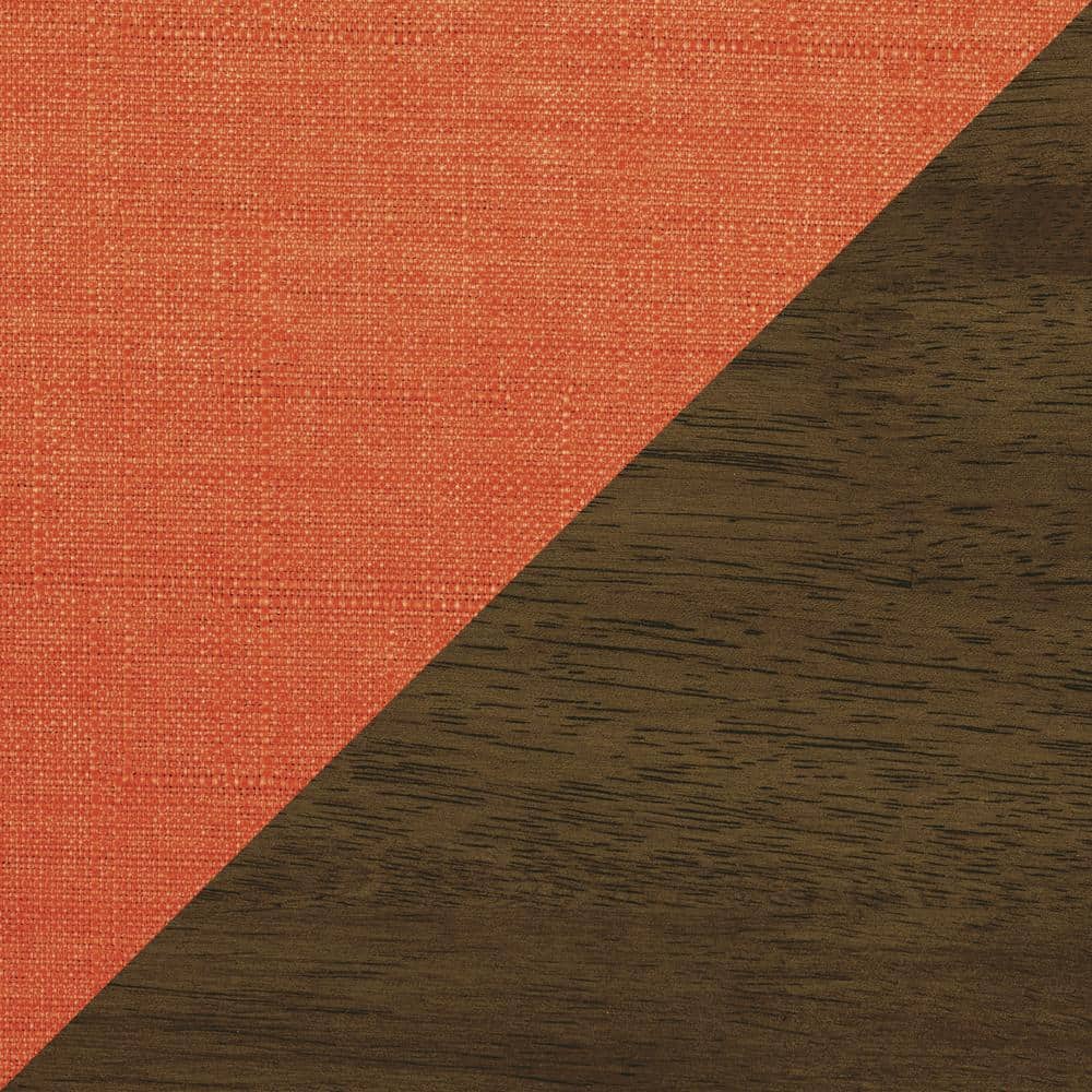 Damala 28.5" Orange Fabric Upholstered Accent Chair with Walnut Wood Frame