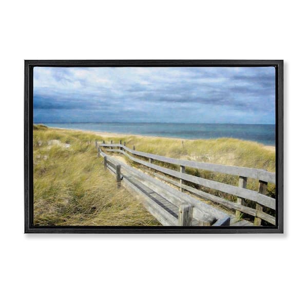Stupell Industries Sandy Boardwalk View by Graffi*tee Studios Black Floater Frame Nature Graphic Art Print 17 in. x 25 in.