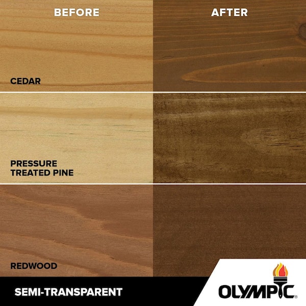 tobacco stain for wood Olympic Maximum 1 gal. ST-2028 Tobacco Semi-Transparent Exterior Stain and  Sealer in One Low VOC OLY707-01
