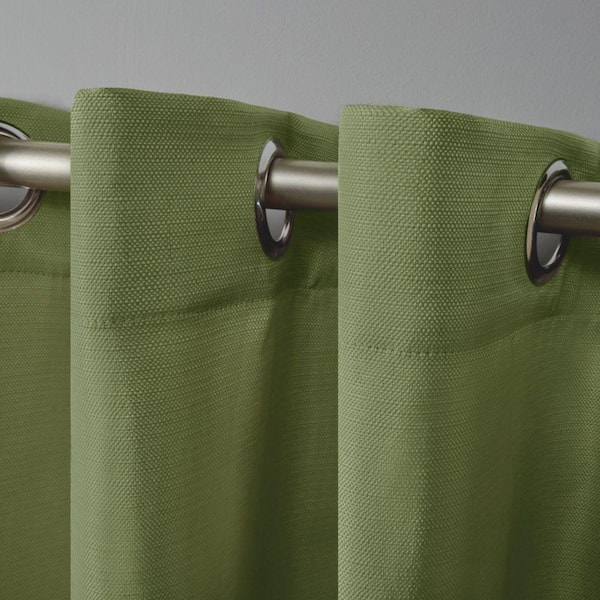 Delano Kiwi Green Solid Light Filtering Grommet Top Indoor/Outdoor Curtain, 54 in. W x 108 in. L (Set of 2)