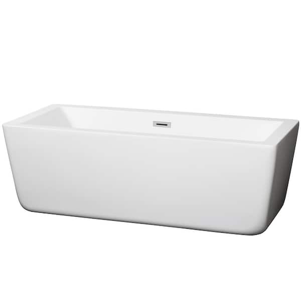 Wyndham Collection Laura 66.5 in. Acrylic Flatbottom Center Drain Soaking Tub in White