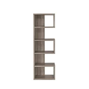 5-Shelf Semi-Backless Bookcase Weathered Grey