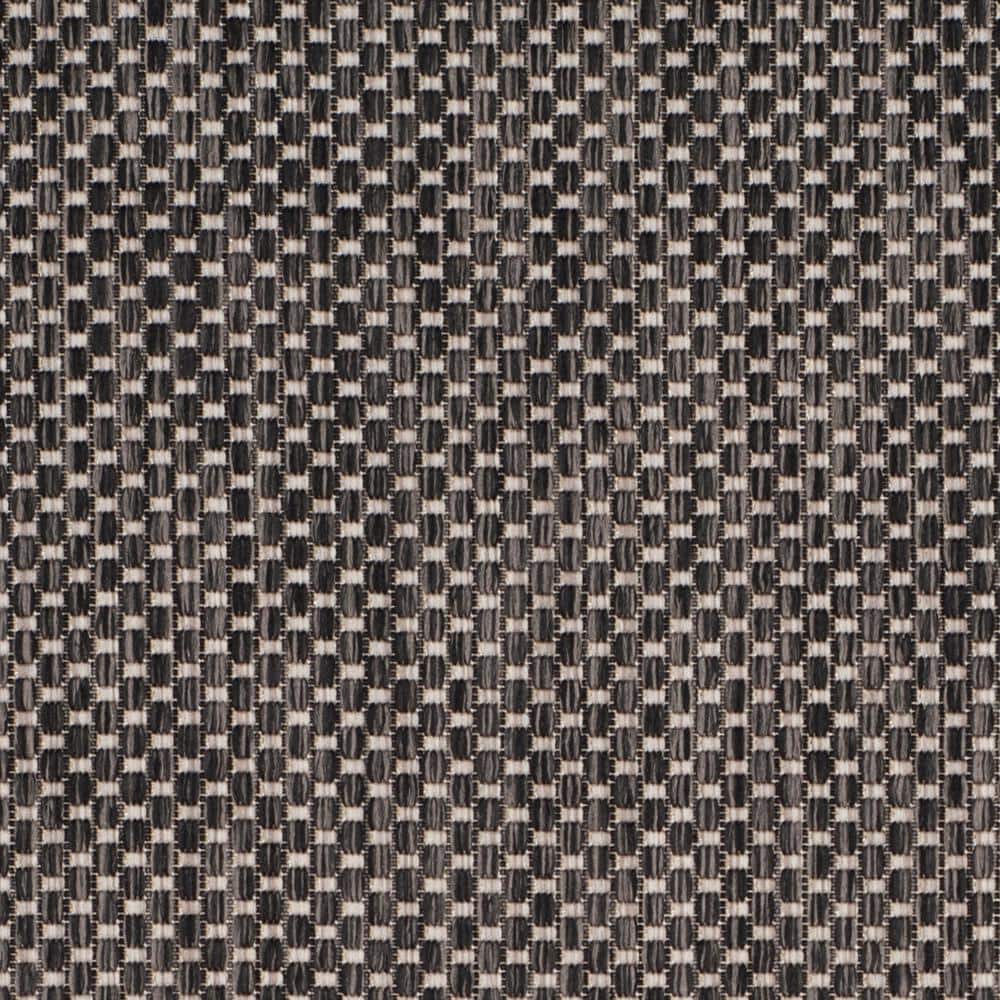 Contemporary Black/Beige Synthetic Indoor/Outdoor Rug, 2'7" x 5'