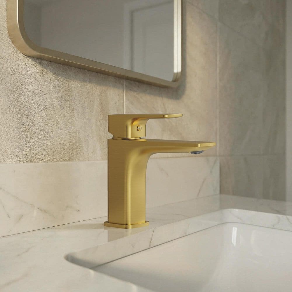 GRANDJOY 6.5 in. Low-Arc 1-Handle Single Hole Brass Bathroom Sink