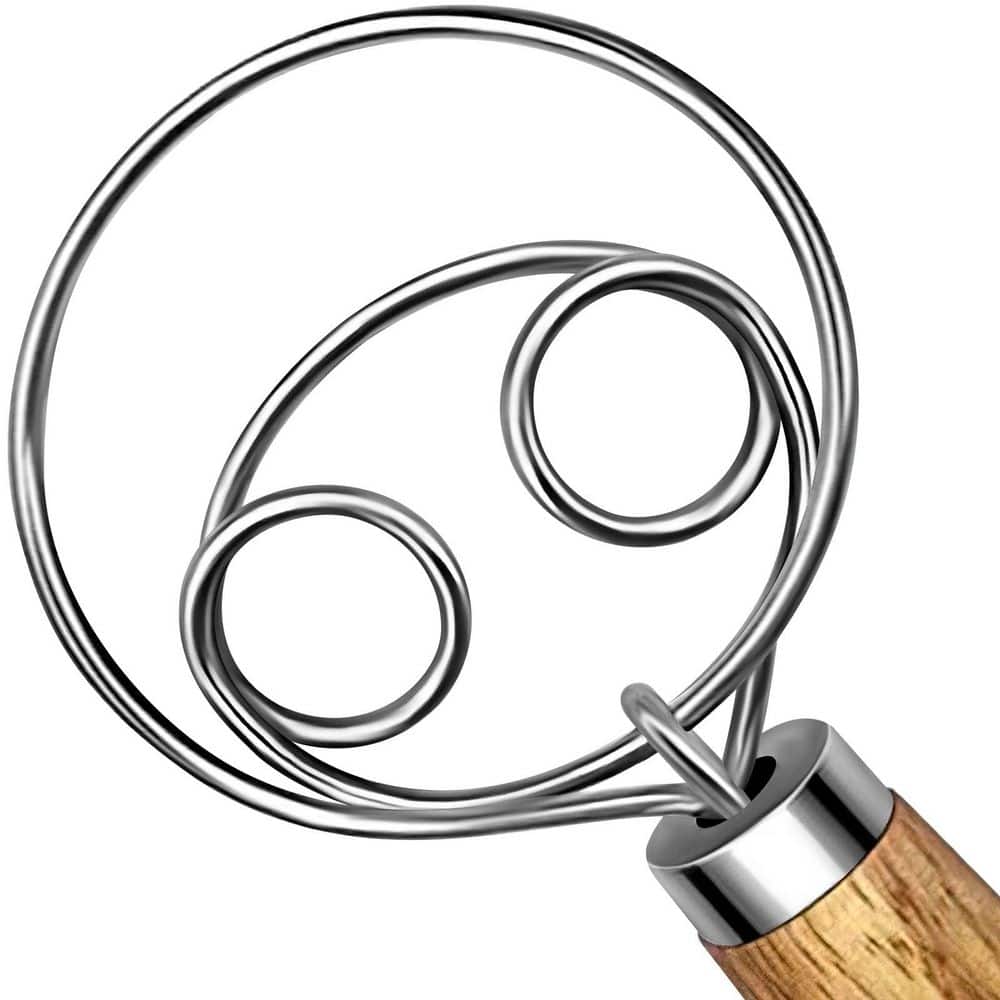 Numhew Silver Stainless Steel Dough Whisk Dough Hook Dutch Whisk