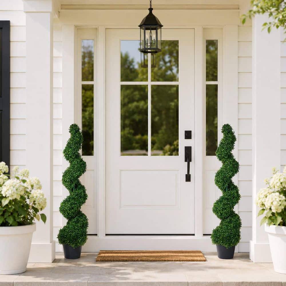 DR.Planzen 4 ft. Artificial Boxwood Spiral Topiary Trees Large