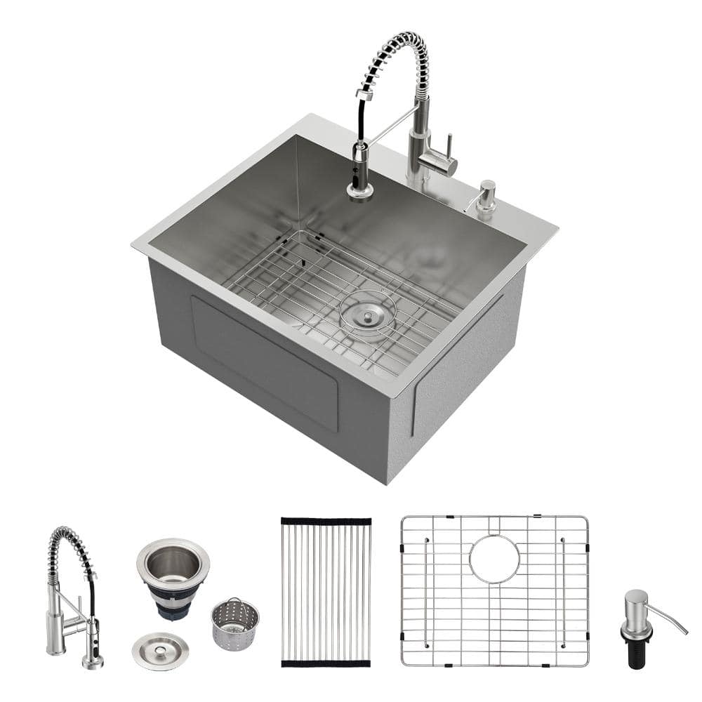 25 in. x 22 in. Drop in Laundry Sink Top Mount Utility Sink with Faucet price history on PriceWatchPro