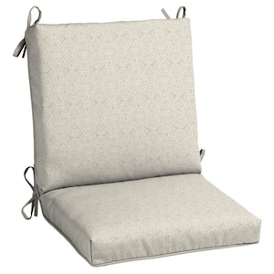 19 in. x 20 in. Cushion Guard Rectangular Outdoor Mid Back Dining Chair Cushion in Putty Trellis