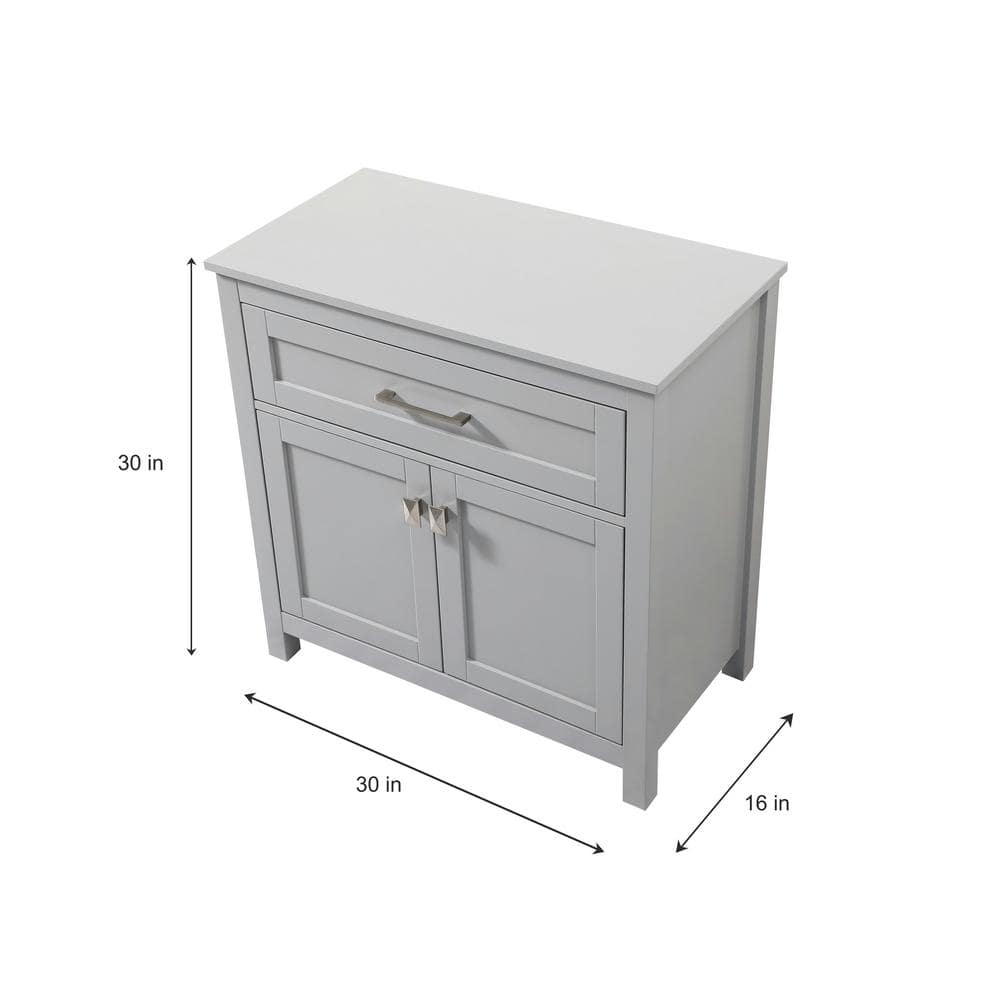 Gray MDF Bathroom Storage Cabinet with Brushed Nickel Hardware