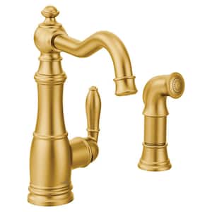 Weymouth Single-Handle Standard Kitchen Faucet with Side Sprayer in Brushed Gold