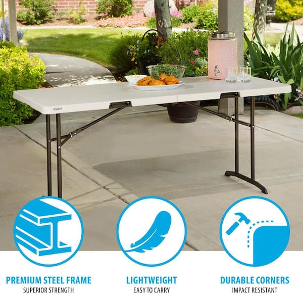 Lifetime 72 in. Almond Plastic Folding Banquet Table 80382 - The