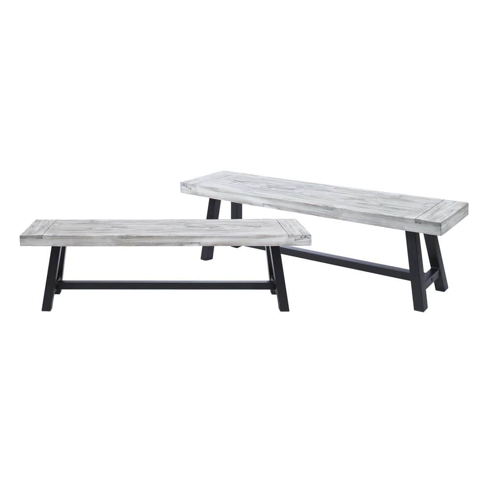 Gray Outdoor Acacia Wood Benches (Set of 2) price history on PriceWatchPro