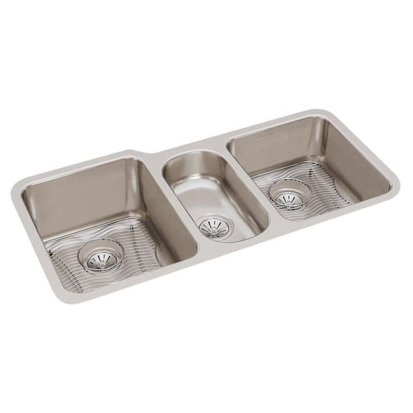 Lustertone 40 in. x 20.5 in. Undermount Bathroom Sink in Lustrous Satin Stainless Steel
