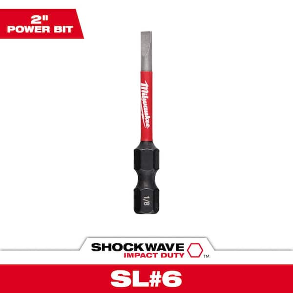 Milwaukee SHOCKWAVE Impact Duty 2 in. x 1/8 in. SL#6 Slotted Alloy Steel Screw Driver Bit (1-Pack)