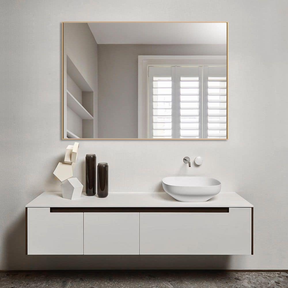 Sleek Modern 40"x24" Gold Aluminum Framed Vanity Mirror
