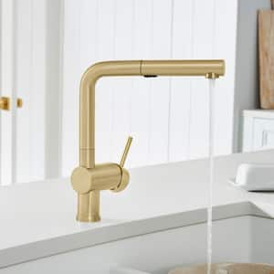 Linus Single-Handle Pull Out Sprayer Kitchen Faucet in Satin Gold