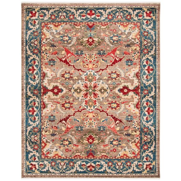 SAFAVIEH Kashan Taupe/Blue 8 ft. x 10 ft. Border Area Rug